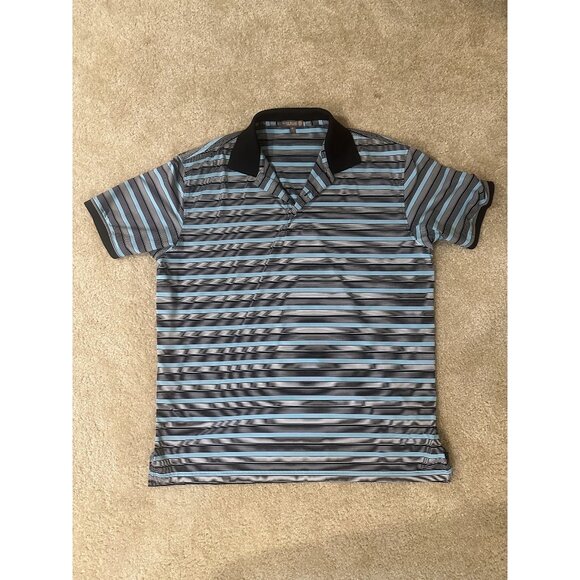 Peter Millar Summer Comfort 4e Men’s Size XL Golf Sports Polo Black Blue Stripes - Picture 1 of 4